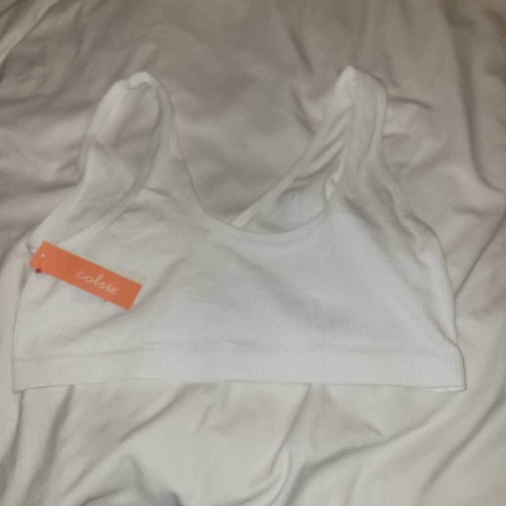 Colsie White Ribbed Bralette XL